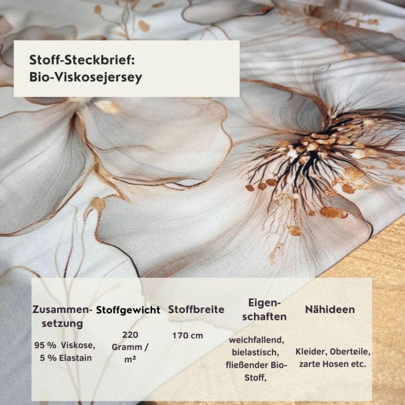 Reststück 200 cm, Bio Viskosejersey mit Überbreite (Stoffbreite ca. 170 cm): Eigenproduktion Traumstoff von Graustufen-Stoffe